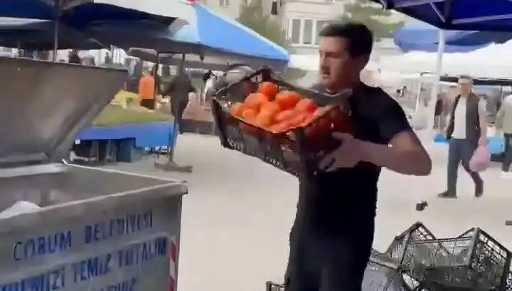 Domatesleri Çöpe Döken Pazarcıya Tarihi Para Cezası Verildi